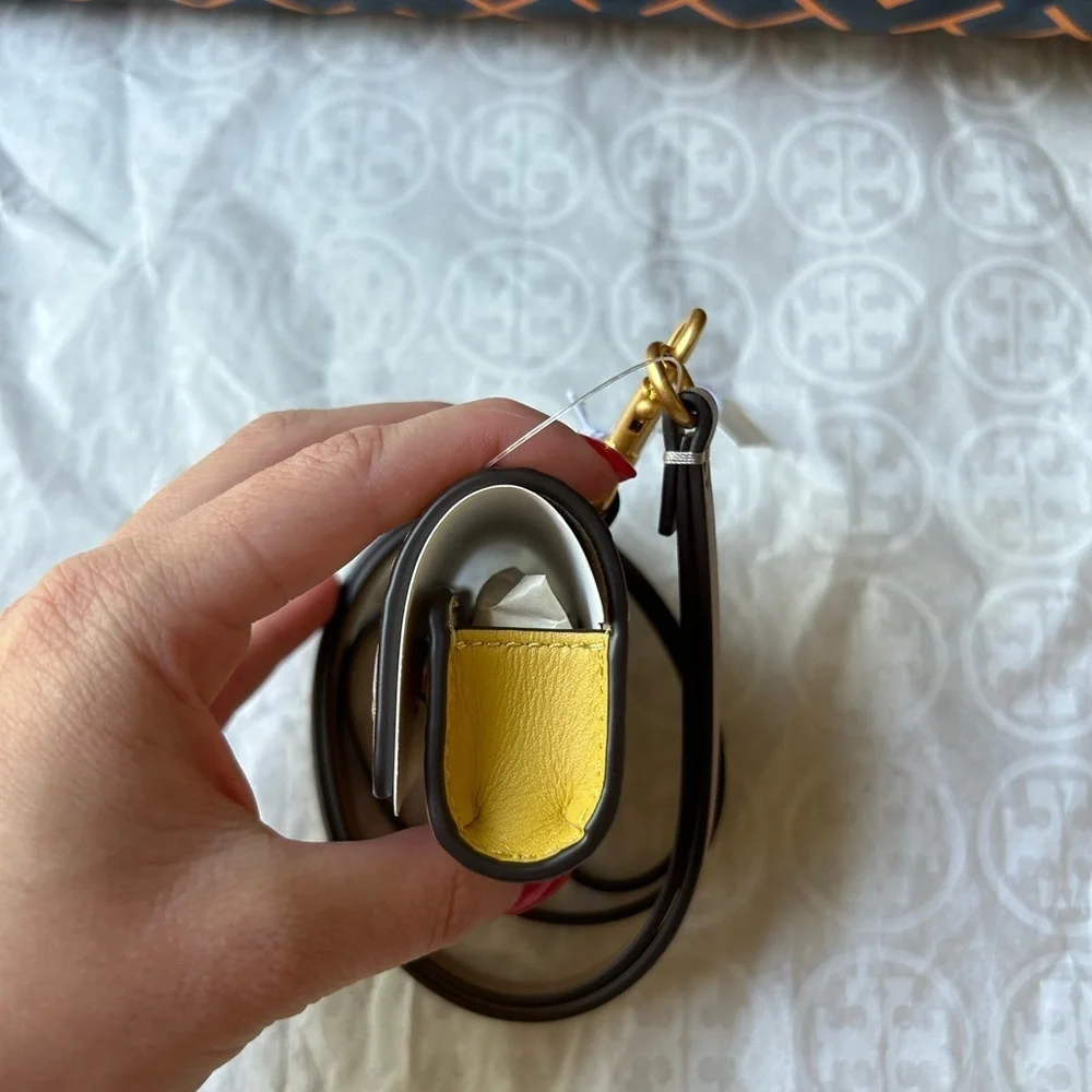 Tory Burch T Monogram Embossed Leather AirPods Pro Case Golden Sunset Yellow